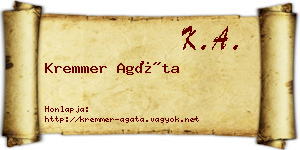 Kremmer Agáta névjegykártya